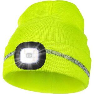 Reflective Stripe LED Beanie Safety High Visibility Winter Hat